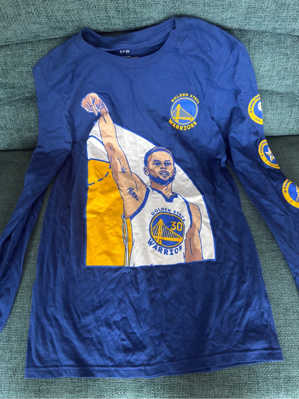 Golden State Warriors Stephen Curry Graphic Long Sleeve - Blue/Yellow